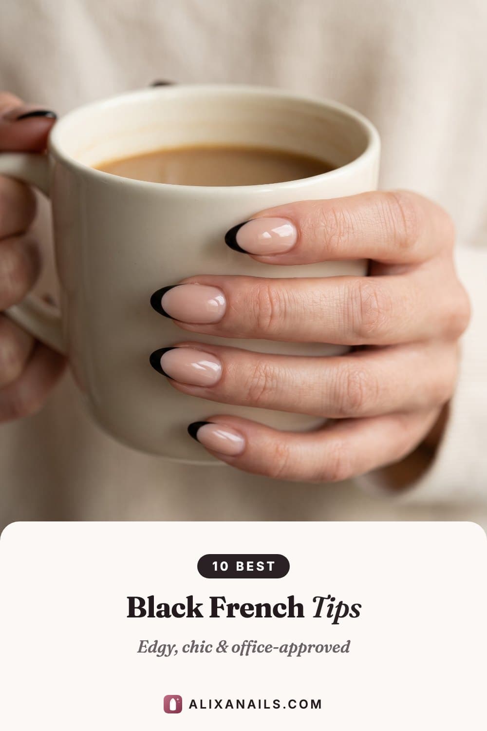 10 Black French Tip Nails — edgy, chic and office-approved, alixanails.com