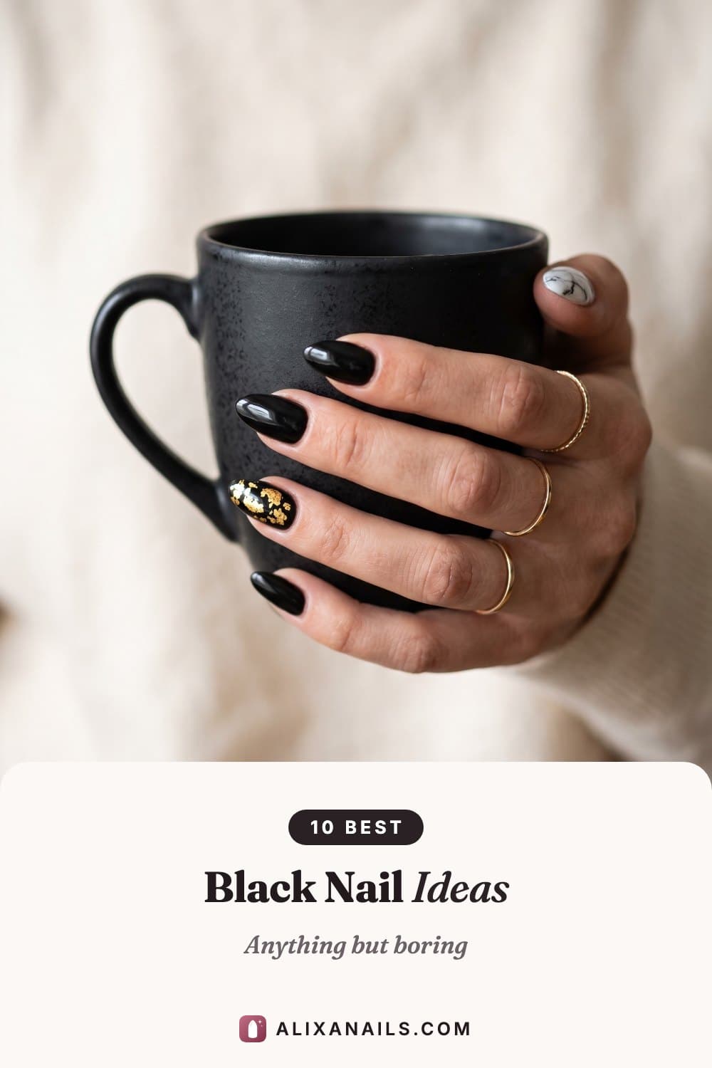 10 Black Nail Ideas — anything but boring, alixanails.com