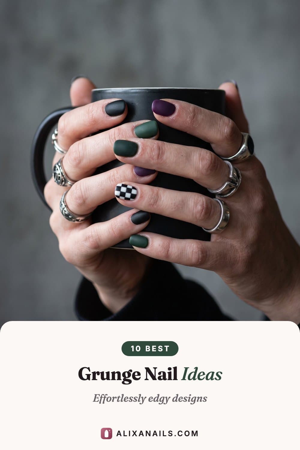 10 Grunge Nail Ideas — effortlessly edgy designs, alixanails.com