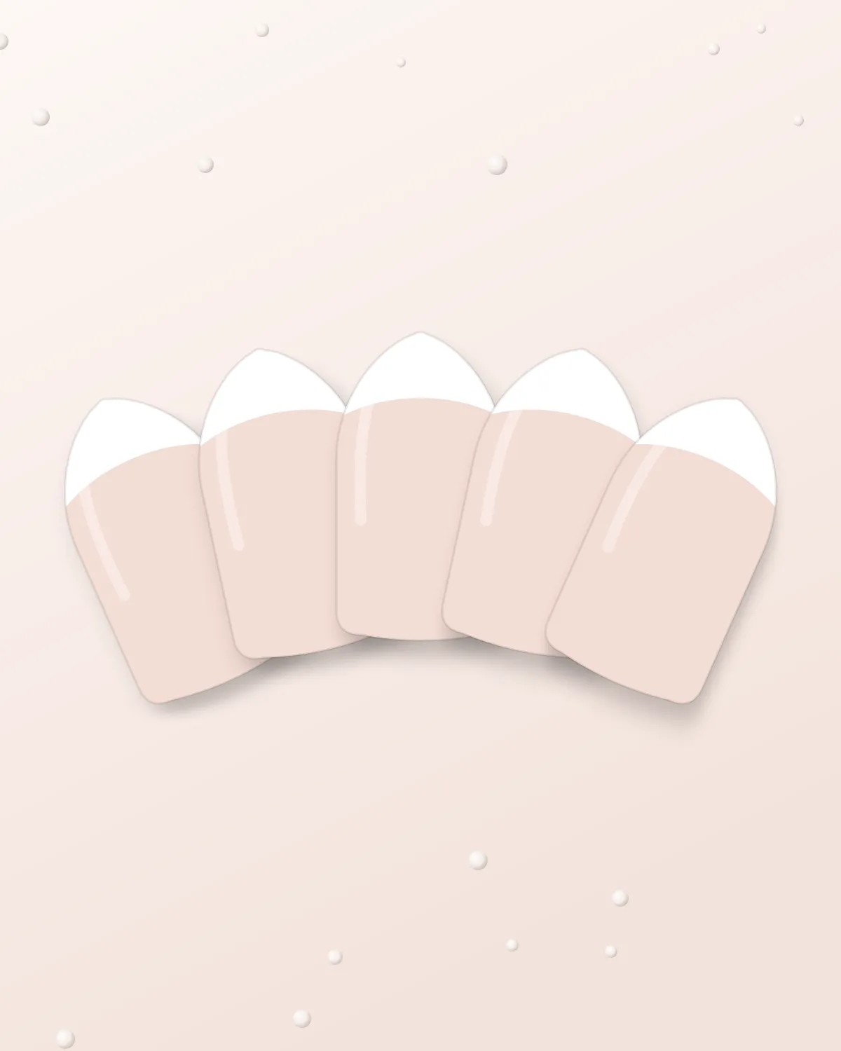 Classic white French tip almond nails on a sheer pink base with a soft blush background