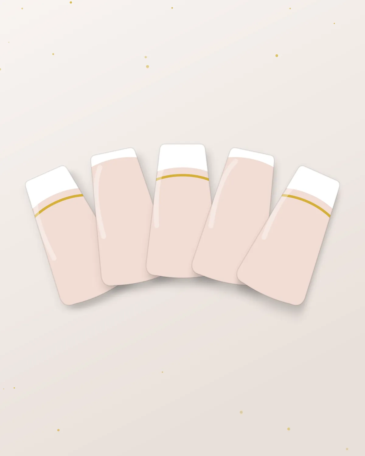 Double-line French with gold accent lines and micro French coffin nails on a nude base